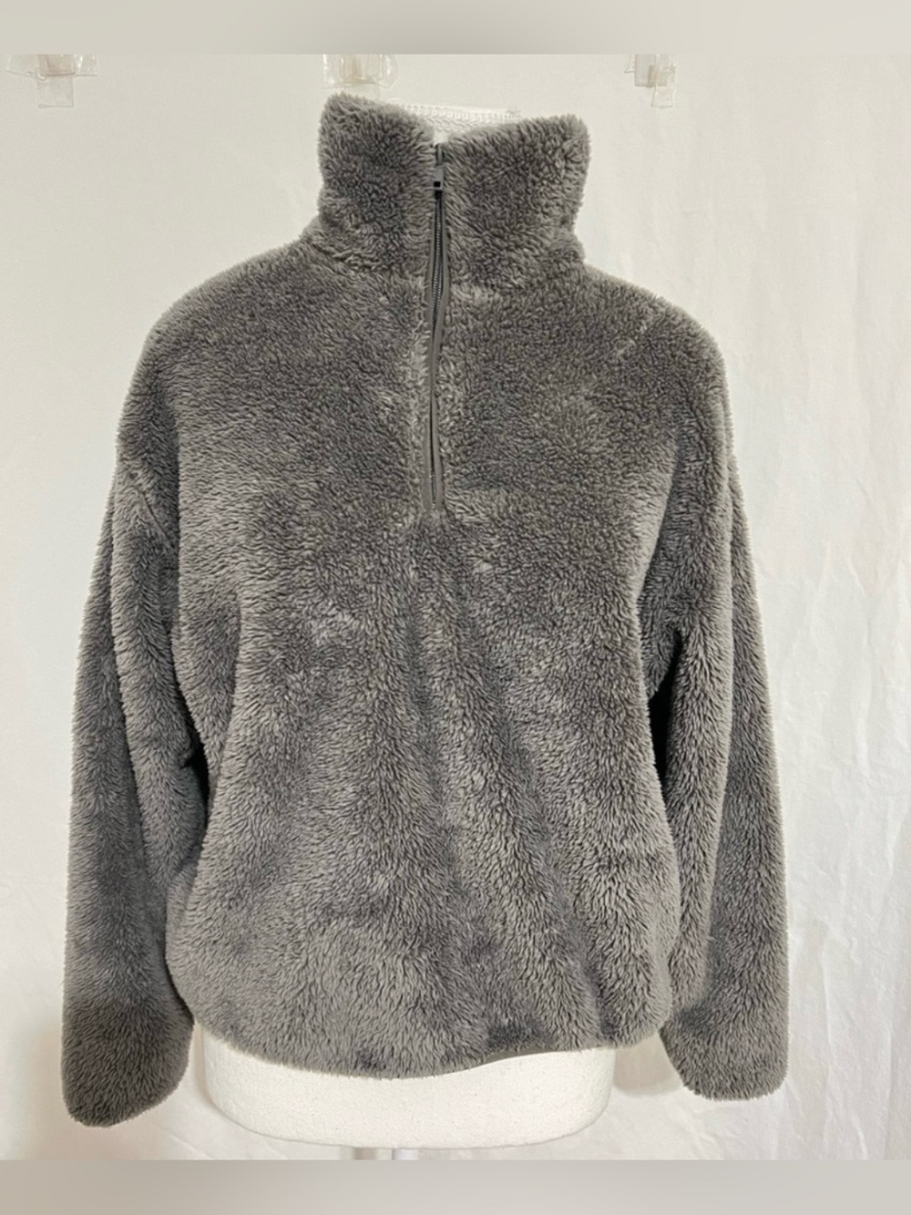 H&M Gray Plush Half-Zip Pullover Sweater